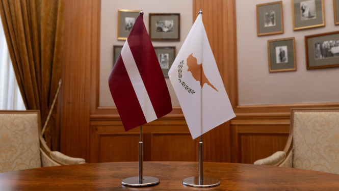 Flags of Latvia and Cyprus