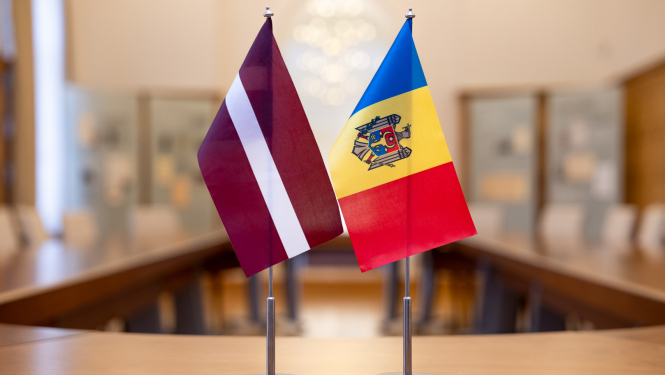 Flags of Latvia and Moldova