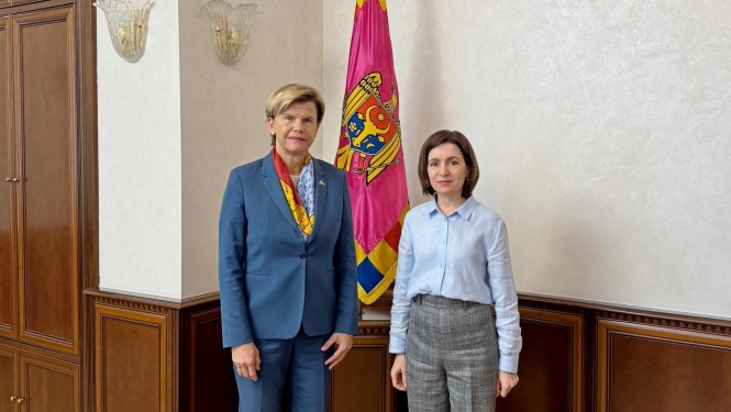 Ārlietu ministre Baiba Braže un Moldovas prezidente Maija Sandu