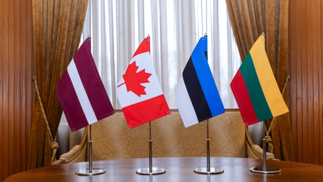 Flags of Baltic countries and Canada