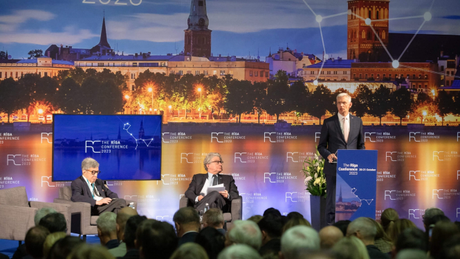 Ārlietu ministrs Krišjānis Kariņš Rīgas konferencē 2023