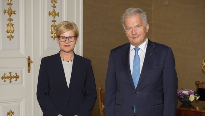 Latvijas vēstniece Dace Treija-Masī iesniedz akreditācijas vēstuli Somijas prezidentam 