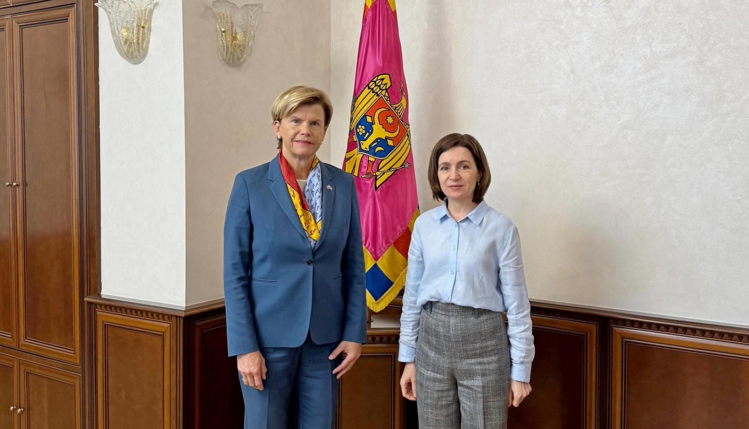 Ārlietu ministre Baiba Braže un Moldovas prezidente Maija Sandu