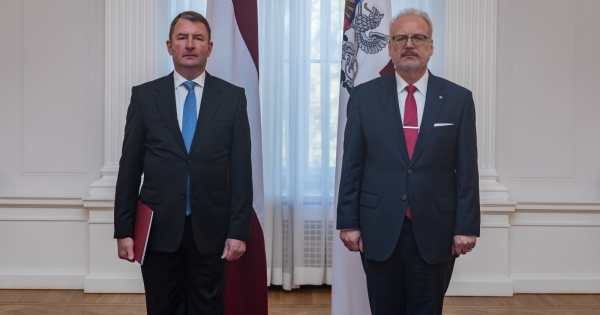 The Latvian Ambassador to India, Juris Bone, receives credentials