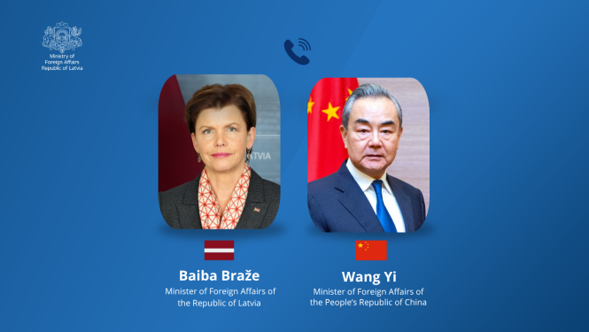 Baiba Braže and Wang Yi