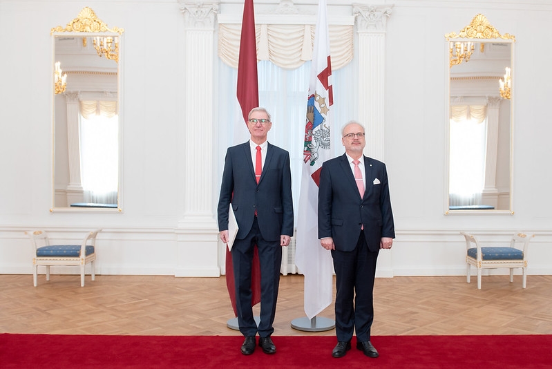 President of Latvia presents credentials to the new Ambassador of Latvia to Turkey, Pēteris Vaivars