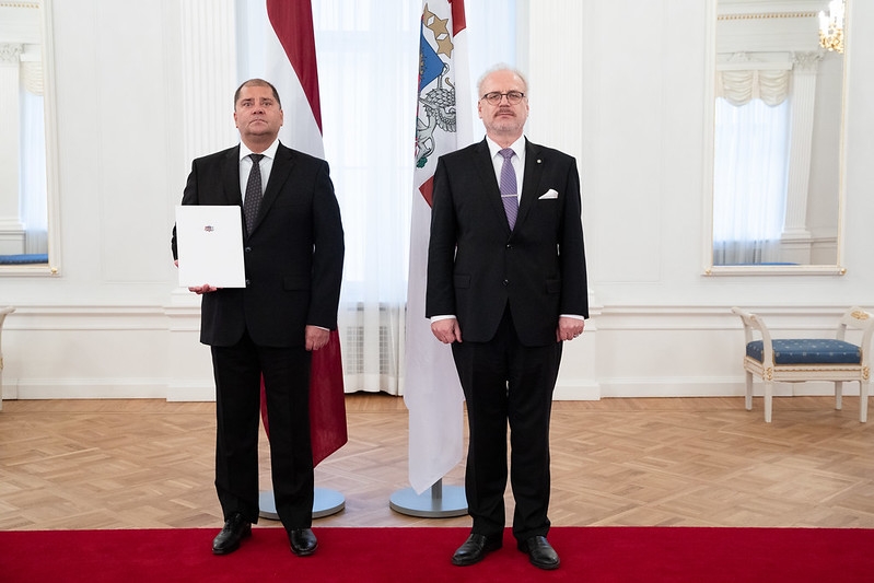 The new Latvian Ambassador to Spain, Māris Klišāns, receives credentials
