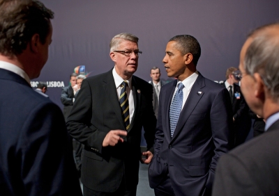 Valdis Zatlers un Baraks Obama NATO samitā Lisabonā
