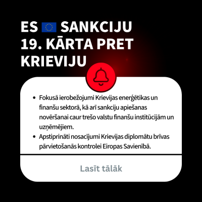 ES sankciju 19 kārta pret Krieviju