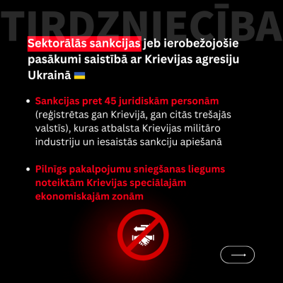 Sektorālās sankcijas jeb ierobežojošie pasākumi saistībā ar Krievijas agresiju Ukrainā (6. daļa)