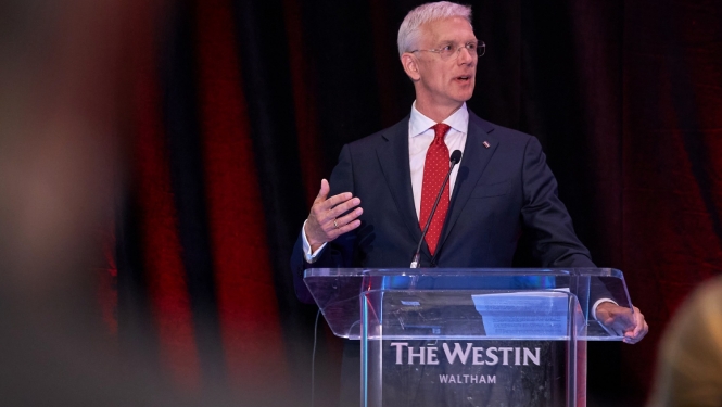 Ārlietu ministrs Krišjānis Kariņš piedalās Latvijas biznesa konferencē "Spotlight Latvia" Bostonā ASV.