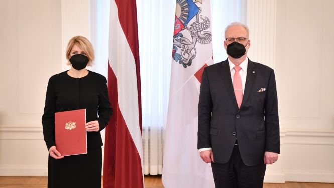 Valsts prezidents Egils Levits pasniedza akreditācijas vēstuli Latvijas Republikas ārkārtējai un pilnvarotajai vēstniecei Grieķijas Republikā Ievai Briedei