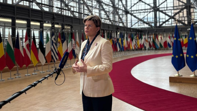 Baiba Braže uzrunā medijus pirms ES Ārlietu padomes sanāksmes