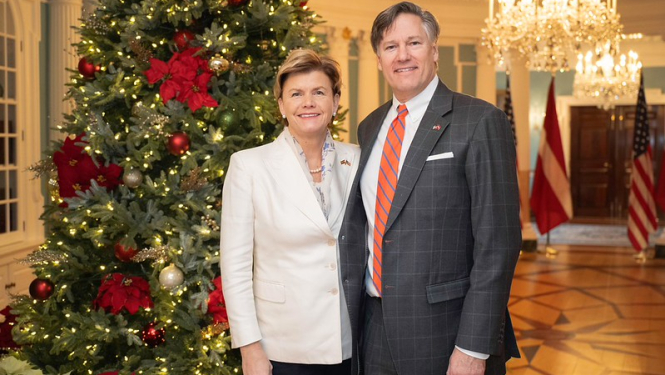 Ārlietu ministre Baiba Braže un ASV valsts sekretāra vietnieks Kristofers Landau