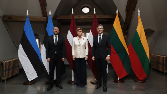Baltijas valstu ārlietu ministr- Baiba Braže, Marguss Cahkna, Ķēstutis Budris