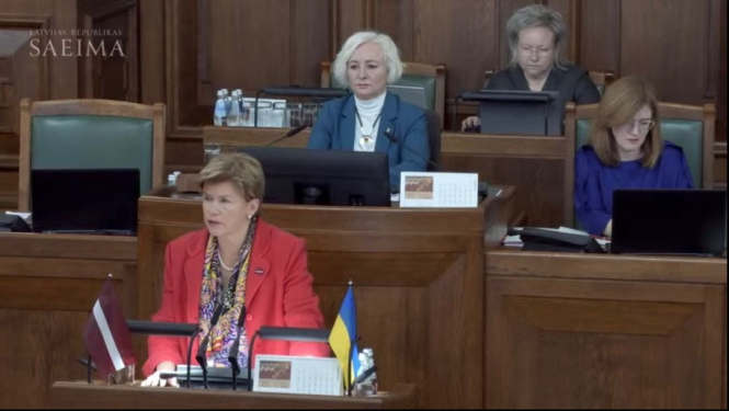 Baiba Braže uzrunā Saeimu 2025. gada 5. novembra sēdē