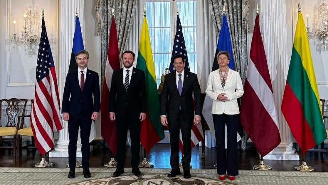 Baltijas valstu ārlietu ministri ar ASV valsts sekretāru Marko Rubio
