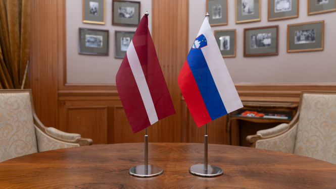 Flags of Latvia and Slovenia