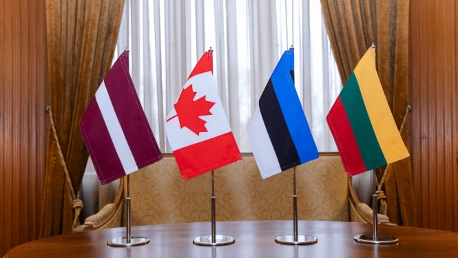 Flags of Baltic countries and Canada