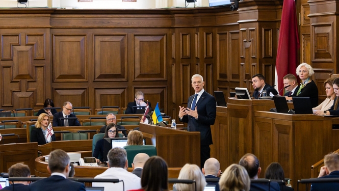 Ārlietu ministrs Krišjānis Kariņš Saeimas ārpolitikas debatē