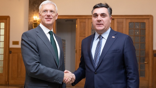Ārlietu ministrs Krišjānis Kariņš uzņem Gruzijas ārlietu ministru Ilju Darčiašvili