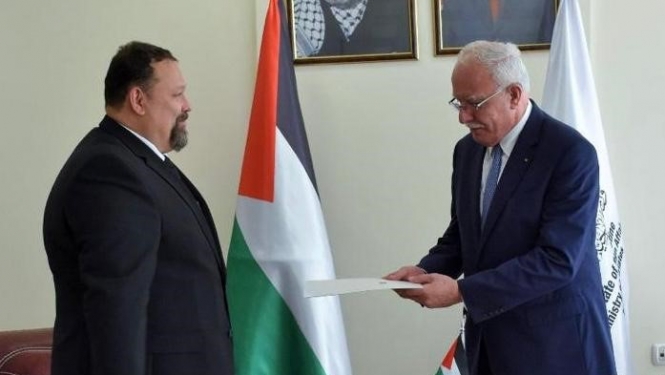 Latvijas īpašais pārstāvis Palestīnā iesniedz ārlietu ministra nozīmējuma vēstuli Palestīnas ārlietu ministram