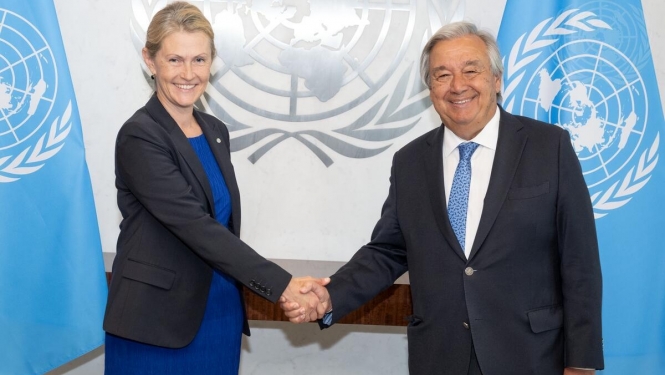Sanita Pavļuta-Deslandes un António Guterres