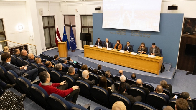 Skats uz sanāksmju zāli, kurā notiek seminārs