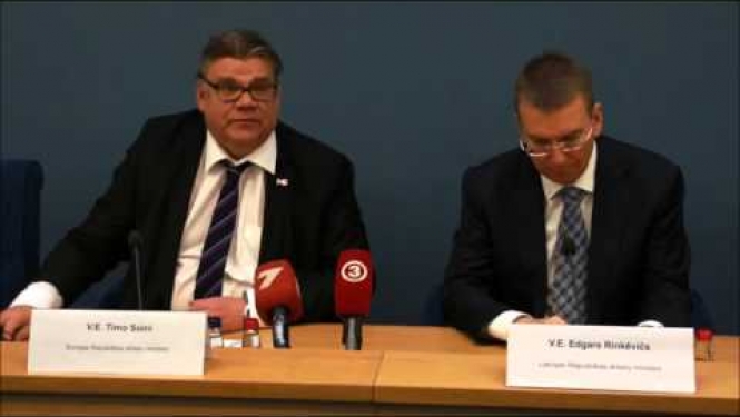 Press Conference of Edgars Rinkēvičs and Timo Soini in Riga
