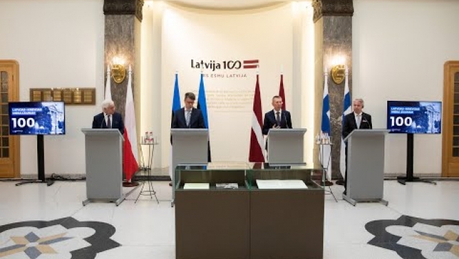 Latvijas, Igaunijas, Somijas un Polijas ārlietu ministru preses konference