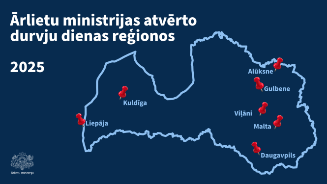 Ārlietu ministrijas atvērto durvju dienu reģionos karte