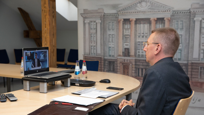 At the video-conference of Foreign Ministers of the Three Seas Initiative countries, the Latvian Foreign Minister underlines the importance of regional cooperation in implementing infrastructure projects of strategic importance