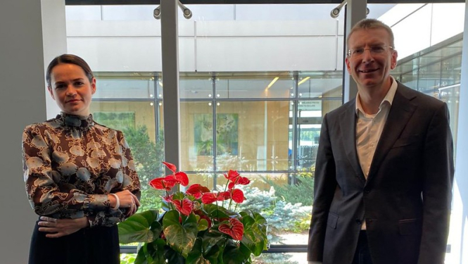Edgars Rinkēvičs and Sviatlana Tsikhanouskaya discuss developments in Belarus