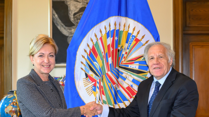 The Ambassador of Latvia, Elita Kuzma, presented her letter of credence to the Secretary General of the Organization of American States, Luis Almagro