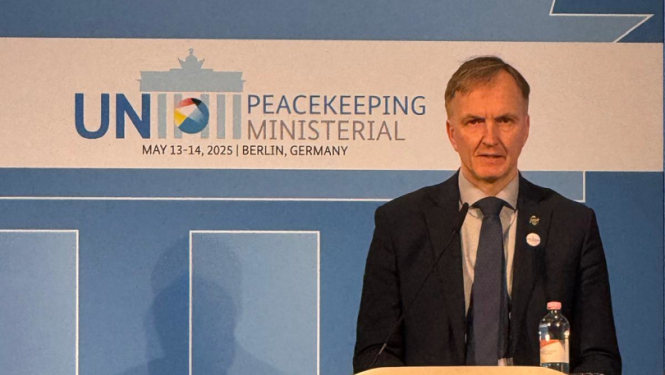 Andrejs Pildegovičs ANO Miera uzturēšanas konferencē Vācijā uzrunā klātesošos