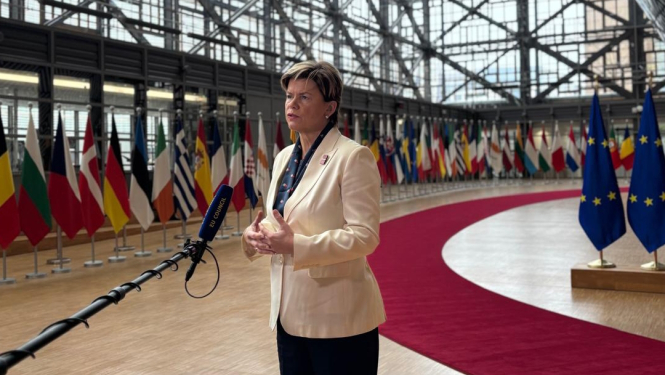 Baiba Braže uzrunā medijus pirms ES Ārlietu padomes sanāksmes