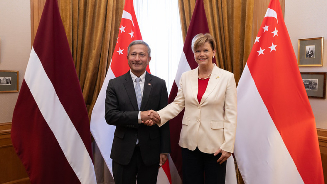 Ārlietu ministre Baiba Braže un Singapūras Republikas ārlietu ministrs Vivians Balakrišnans