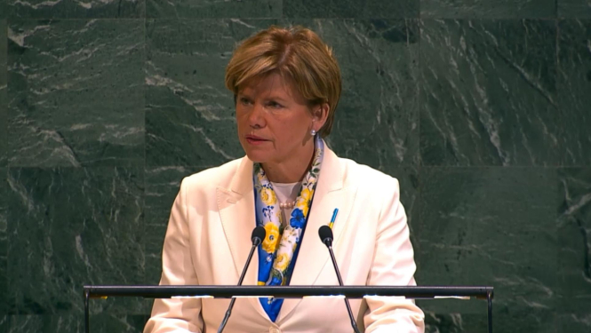 Baiba Braže uzrunā ANO Ģenerālo asambleju