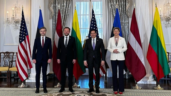 Baltijas valstu ārlietu ministri ar ASV valsts sekretāru Marko Rubio