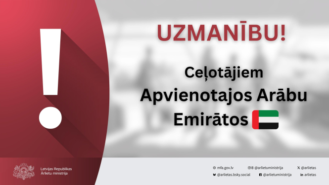 Uzmanību ceļotājiem Apvienotajos Arābu Emirātos