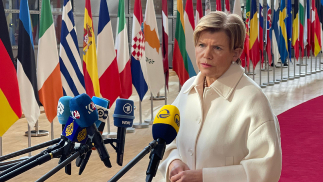 Baiba Braže uzrunā medijus pirms sanāksmes