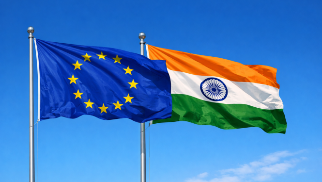 Eiropas Savienības un Indijas karogi