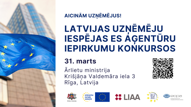 Seminārs."Latvijas uzņēmēju iespējas ES aģentūru iepirkumu konkursos"31.03.2025.