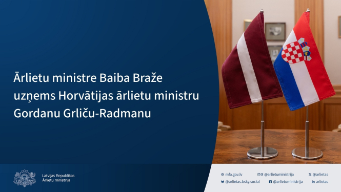 Latvijas un Horvātijas karogi