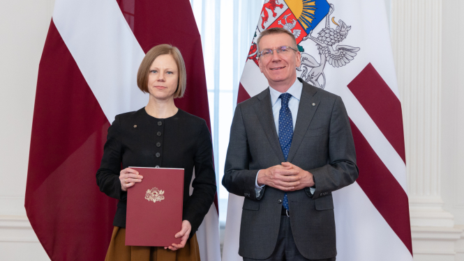 Vēstniece Ieva Cēsniece un Valsts prezidents Edgars Rinkēvičs