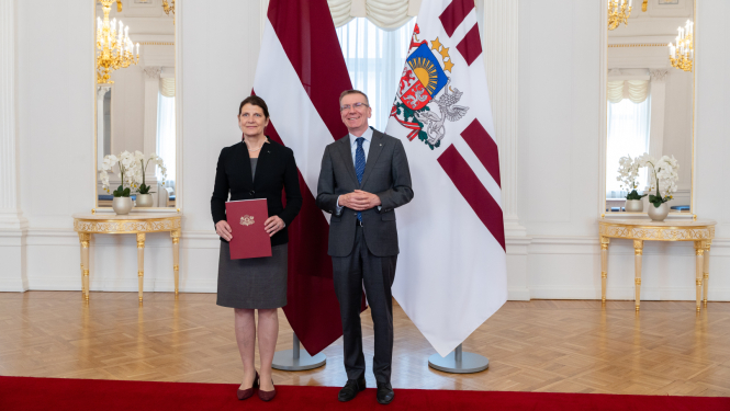 Vēstniece Ilze Rūse un Valsts prezidents Edgars Rinkēvičs