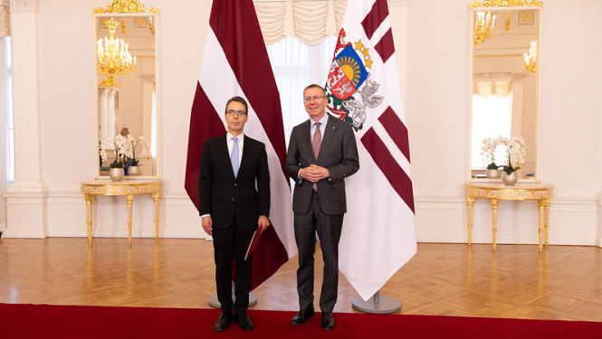 Vēstnieks Ivars Lasis un Valsts prezidents Edgars Rinkēvičs