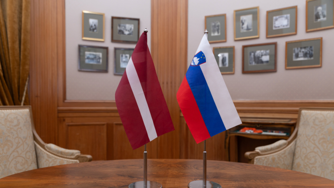 Flags of Latvia and Slovenia