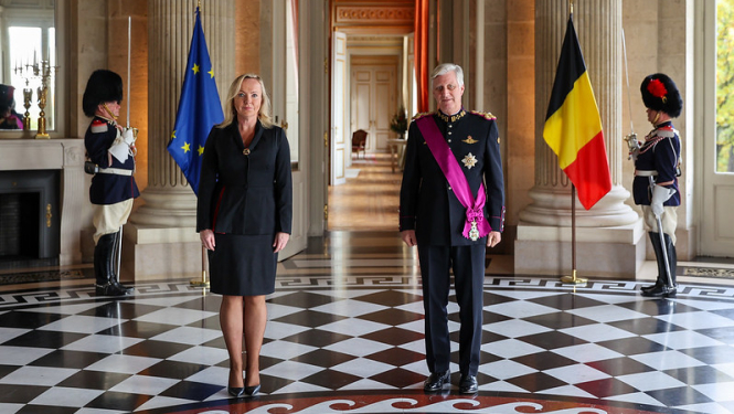 Latvijas vēstniece Beļģijā Aiga Liepiņa iesniedz akreditācijas vēstuli Beļģijas karalim Filipam