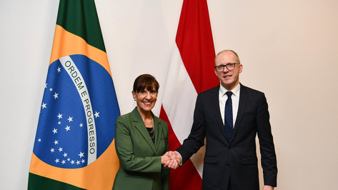 Ārlietu ministrijas valsts sekretārs Andris Pelšs tiekas ar Brazīlijas Ārlietu ministrijas Eiropas un Ziemeļamerikas jautājumu sekretāri Mariju Luīzu Eskorelu de Moraisu (Maria Luisa Escorel de Moraes)